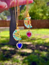 Load image into Gallery viewer, 🌌 Midnight Tide Moon — Blue Crystal Crescent Suncatcher Necklace
