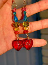 Load image into Gallery viewer, 💖 Rainbow Swirl Heart Crystal Earrings
