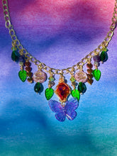 Load image into Gallery viewer, 🧡 Orange Swarovski Teardrop Y2K Butterfly Charm Necklace | Amethyst, Peridot &amp; Emerald Green Crystals 🦋
