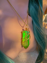 Load image into Gallery viewer, Polished and Cut &amp; Wrapped Green Aura Quartz Necklace
