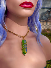 Load image into Gallery viewer, 🌌Verdant Whirl – Celestial Prism Green Aura Quartz Necklace🧚🏻
