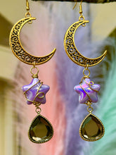 Load image into Gallery viewer, 🌙 Golden Pyrite Moon &amp; Star Earrings ✨
