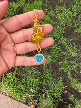 Load image into Gallery viewer, Golden Moonbeam Crystal &amp; Heart Charm Necklace
