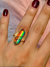 Load image into Gallery viewer, ✨Double Terminated Synthetic Rainbow Opal Crystal Swirl Adjustable Ring
