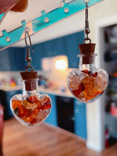 Load image into Gallery viewer, Carnelian Heart Magic Bottle Earrings

