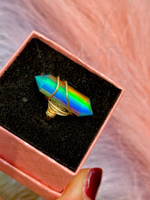 Load image into Gallery viewer, ✨Double Terminated Synthetic Rainbow Opal Crystal Swirl Adjustable Ring
