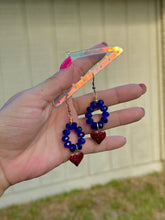 Load image into Gallery viewer, Crimson Heart Glass Sapphire Dangle Earrings
