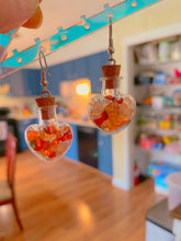 Load image into Gallery viewer, Carnelian Heart Magic Bottle Earrings
