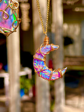 Load image into Gallery viewer, 🌙 Rainbow Opal Crescent Moon Necklace
