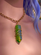 Load image into Gallery viewer, 🌌Verdant Whirl – Celestial Prism Green Aura Quartz Necklace🧚🏻
