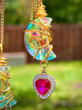 Load image into Gallery viewer, 💗 Rosé Moonspell — Pink Celestial Heart &amp; Moon Suncatcher Necklace
