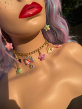 Load image into Gallery viewer, Pink and Green A Symmetrical Matching Star Earrings
