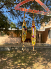Load image into Gallery viewer, Polished Yellow Aura Quartz Star &amp; Heart Earrings
