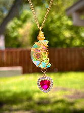 Load image into Gallery viewer, 💗 Rosé Moonspell — Pink Celestial Heart &amp; Moon Suncatcher Necklace
