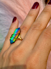 Load image into Gallery viewer, ✨Double Terminated Synthetic Rainbow Opal Crystal Swirl Adjustable Ring
