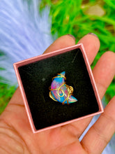 Load image into Gallery viewer, Rainbow Opal Crescent Moon Ring – Adjustable Fairycore Statement Ring ✨
