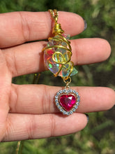 Load image into Gallery viewer, 💗 Rosé Moonspell — Pink Celestial Heart &amp; Moon Suncatcher Necklace
