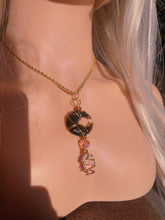 Load image into Gallery viewer, Black Obsidian Purple Agate Druzy Necklace
