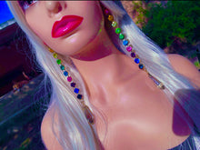 Load image into Gallery viewer, Exquisite Rainbow Crystal Rhinestone Statement Earrings
