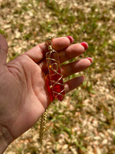 Load image into Gallery viewer, Solar Ember Spiral – Orange &amp; Red Ombré Celestial Prism Aura Quartz Necklace
