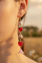 Load image into Gallery viewer, Raspberry Blossom Crystal Heart Earrings 🍓
