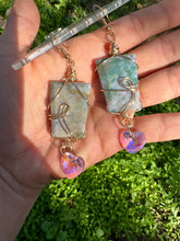 Load image into Gallery viewer, Moss Agate &amp; Pink Swarovski Earrings
