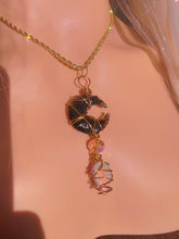 Load image into Gallery viewer, Black Obsidian Purple Agate Druzy Necklace
