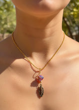 Load image into Gallery viewer, Solar Feather Guardian – Tangerine Aura Quartz Necklace | Wire Wrapped Crystal for Joy, Freedom &amp; Creative Energy

