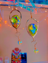 Load image into Gallery viewer, Large Teardrop Crystal Heart Statement Earrings
