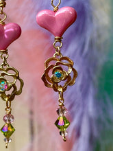 Load image into Gallery viewer, Pink Aurora Rose Charm &amp; Crystal Earrings 🌸
