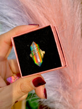 Load image into Gallery viewer, ✨Double Terminated Synthetic Rainbow Opal Crystal Swirl Adjustable Ring
