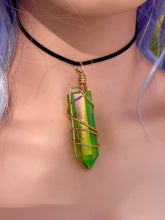 Load image into Gallery viewer, 🌌Verdant Whirl – Celestial Prism Green Aura Quartz Necklace🧚🏻
