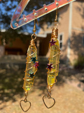 Load image into Gallery viewer, Polished Yellow Aura Quartz Star &amp; Heart Earrings
