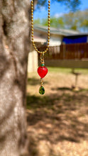 Load image into Gallery viewer, Verdant Sweet Guardian – Peridot Crystal Strawberry Fairy Necklace | Wire Wrapped Charm for Growth &amp; Joy
