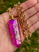 Load image into Gallery viewer, Velvet Vortex – Magenta Celestial Prism Aura Quartz Necklace
