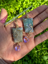 Load image into Gallery viewer, Moss Agate &amp; Pink Swarovski Earrings
