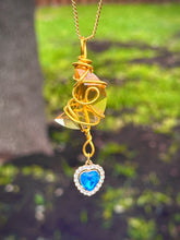 Load image into Gallery viewer, Golden Moonbeam Crystal &amp; Heart Charm Necklace
