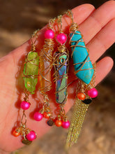 Load image into Gallery viewer, Neon Pink Pearl Fair Necklaces w/ Aura Quartz
