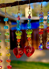 Load image into Gallery viewer, 💖 Rainbow Swirl Heart Crystal Earrings
