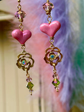 Load image into Gallery viewer, Pink Aurora Rose Charm &amp; Crystal Earrings 🌸
