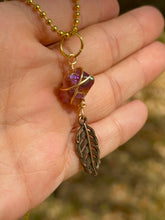 Load image into Gallery viewer, Solar Feather Guardian – Tangerine Aura Quartz Necklace | Wire Wrapped Crystal for Joy, Freedom &amp; Creative Energy
