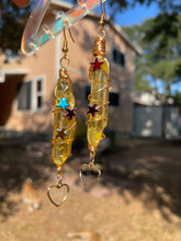 Load image into Gallery viewer, Polished Yellow Aura Quartz Star &amp; Heart Earrings
