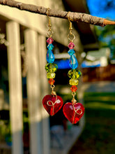Load image into Gallery viewer, 💖 Rainbow Swirl Heart Crystal Earrings
