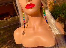 Load image into Gallery viewer, Exquisite Rainbow Crystal Rhinestone Statement Earrings
