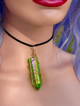 Load image into Gallery viewer, 🌌Verdant Whirl – Celestial Prism Green Aura Quartz Necklace🧚🏻
