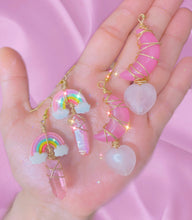 Load image into Gallery viewer, Pink Kawaii Rose Quartz and Pink Aura Titanium Earrings
