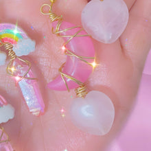 Load image into Gallery viewer, Pink Kawaii Rose Quartz and Pink Aura Titanium Earrings
